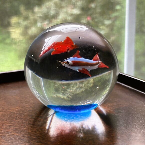 Murano Glass Aquarium Koi Fish Paperweight, Attributed to Dal Borgo Venice Italy - Picture 2 of 10